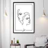 Tableau Visage Minimaliste Noir et Blanc