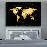tableau carte du monde dorée originale