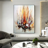 tableau avec bateau abstrait