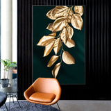 tableau abstrait feuille d or