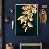 toile abstrait feuille d or