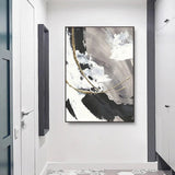 tableau abstrait noir et blanc pas cher
