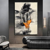 tableau art abstrait de corp de femme noir et blanc