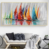grand tableau abstrait voilier