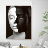 tableau visage abstrait noir et blanc