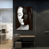 tableau noir et blanc visage abstrait