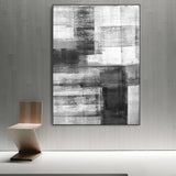 tableau peinture abstrait noir et blanc