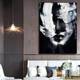 peinture tableau visage noir et blanc
