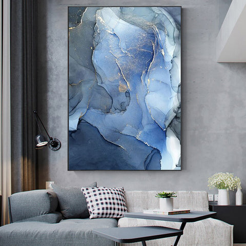 tableau peinture abstrait bleu