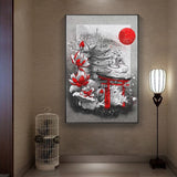 art japonais noir et blanc tableau