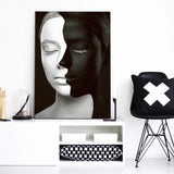 Tableau Visage Abstrait Noir et Blanc