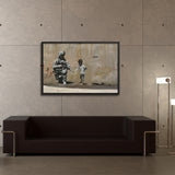 Tableau bansky fleur et fusil