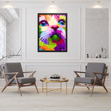 Tableau Chat Coloré Géométrique