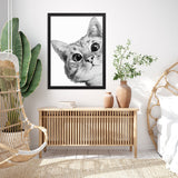 Tableau chat enfant noir et blanc