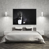 Tableau chien costume cocktail