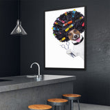 Tableau chien humain coiffeur