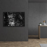 Tableau jungle noir et blanc feuillage