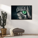 Tableau tête de chat yeux verts fluo