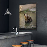 Tableau Ours Montagne se Baignant