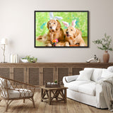 Tableau avec chien habillé pâques