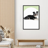 Tableau avec chien habillé