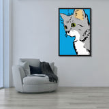 tableau chat design fond bleu