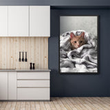 Tableau Chat sur un fauteuil Sous Plaid