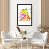 Tableau Cheval Multicolore sur Fond Blanc