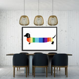 tableau chien multicolore teckel
