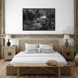 tableau jungle noir et blanc la rivière