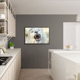 Tableau Lion Blanc Crocs Acérés