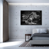 Tableau Lion et Lionne Noir et Blanc