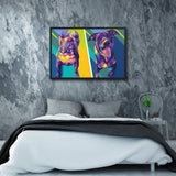 Tableau moderne chien duo coloré