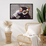 tableau singe pop art musique