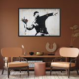 Tableau street art banksy lanceur de fleurs