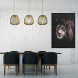 Tableau de Lion Noir et Blanc Portrait