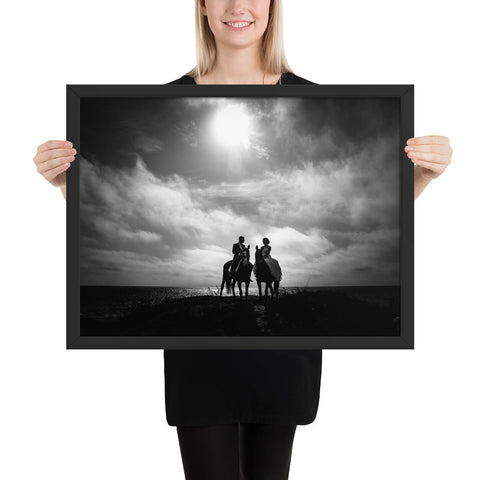 Tableau Chevaux Noir et Blanc Couple