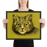Tableau tête de chat yeux verts