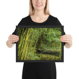 Tableau tropical bambou et la barque en bois