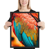 Tableau avec des Plumes d'Oiseaux Rouges
