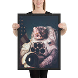 Tableau chat rigolo astronaute dans l'espace
