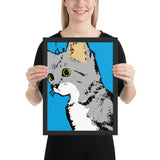 tableau moderne chat design fond bleu