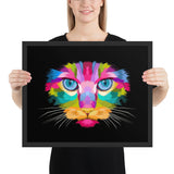 deco murale chat coloré fond noir