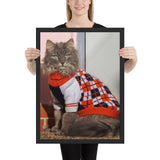 Tableau chat en costume à rayures