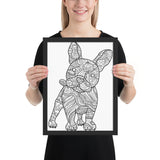 Tableau moderne chien motif calligraphique