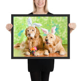 Tableau avec chien habillé couple