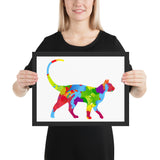 Tableau Chat Design Coloré sur fond Blanc