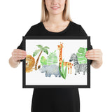 Tableau jungle enfant animaux dessinés