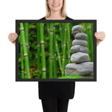 Tableau galet et bambou vert