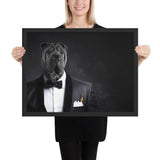 Tableau chien costume barman